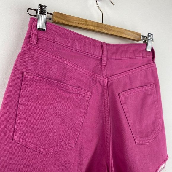 TOPSHOP MOTO MOM High Rise Pink Denim Short - Picture 3 of 5